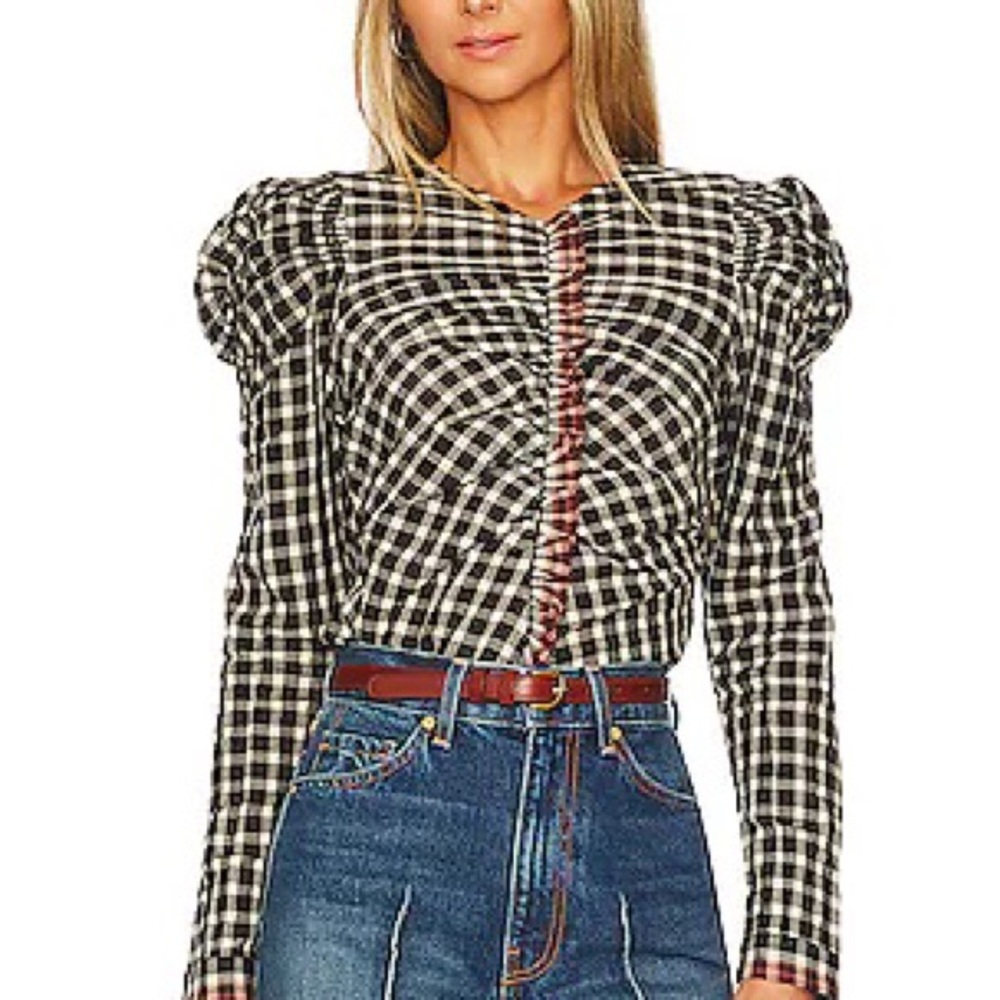 Ulla Johnson Black and White Checkered Top